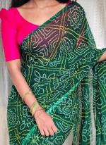 Georgette Green Daily Wear Printed Saree